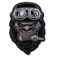 Biker Patch Aufnäher Rückenaufnäher Gorilla mit Helm Motorrad Bügelpatch