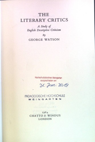 The literary critics study - literary,
