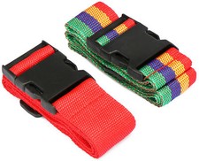 2x Koffergurt mit robustem Verschluss - Längenverstellbares Kofferband bunt