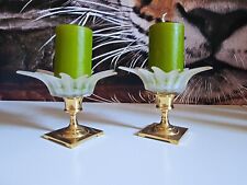 PARTYLITE 2x Kerzenständer Messing poliert  Rauchglas für Kerzen und Teelichter