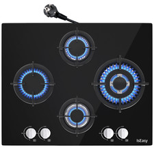 Gaskochfeld 4 Flammen Glaskeramik Gasherd Einbauherd Erdgas Propangas 127-240V