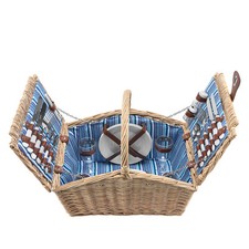 anndora® Picknickkorb 4 Personen Weidenkorb Henkelkorb natur + Zubehör 23 tlg.