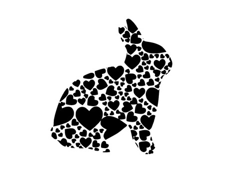 Schablone hase aus herzen - ",