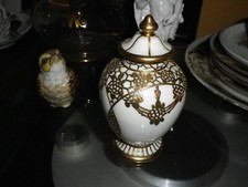 KPM Berlin kleine Deckelvase Sileroverlay goldfarben Anfang 1900