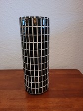 Vintage Keramik Vase, Mosaikvase, schwarz mit Goldschimmer, H 25 cm, ca. 1970er