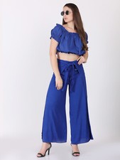 Damen Sommer Wickelhose Lockere Passform Solide Krawatte Knoten Freizeit Thai...