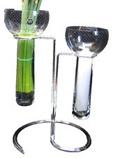 Rosenthal Kerzenständer Aqualux  2 armig Glas Schwimmkerze 2x  silber sarpaneva