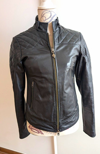 Lederjacke biker kurz gesteppt - lederjacke,