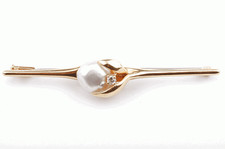 Brosche Süßwasserperle Brillant Diamant 750 18K Gelb Gold Top! *