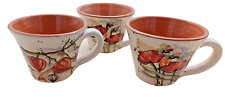 Kunst Keramik 3 Tassen Blumen