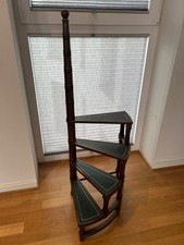 Schöne alte Bibliotheksleiter Bibliothekstreppe grün Leder England Höhe 118 cm