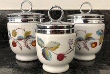 Royal Worcester Vintage Strawberry Fair Egg Coddlers 2 x King, 1x Standard