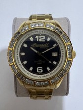 Ingersoll Uhr Edelsteine Pilot goldfarben - schwarzes Ziffernblatt - Kristalllünette - 100M Quarz