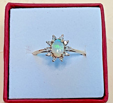 Neu 10K Weißgold Opal &