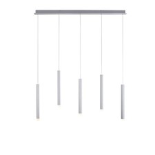 LED Pendellampe silber ALU Lichtfarbe warmweiß 5 flammig Esszimmer Esstisch