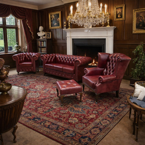 Chesterfield leder set - chesterfield,