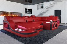 Leder Sofa Palermo U LED