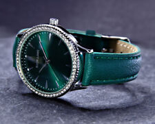 Excellanc Damen Armband Frauen Quarz Uhr Grün SIlber Farben Strass M24