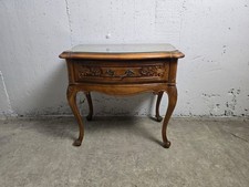 Antiker Beistelltisch / Nachttisch Barock Stil mit Glasplatte 50x58x36 cm Holz