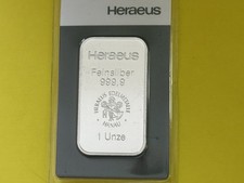 Heraeus Silberbarren 1 Unze oz