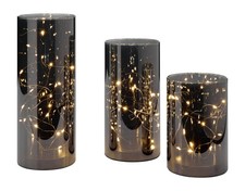 LIVARNO home LED-Windlichter 3er Set Glaszylinder Beleuchtung Lampe *B-Ware