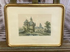 Farbradierung, Chateau de la Saucerie, gerahmt hinter Glas