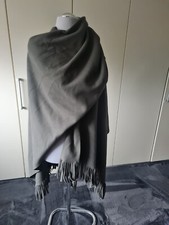 Damen Poncho Cape Überwurf Fleece mit Fransen schön dick MEGA Warm Khaki NEU