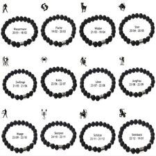 STERNZEICHEN ARMBAND BUDDHA LAVA STEIN SCHWARZ ARMBÄNDER HOROSKOP CHARMS STONE