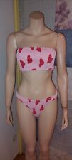 Sexy Bandenau  Bikini in Rosa Rot + Herzen ❤️  Gr. L ca Cup B/C Top !