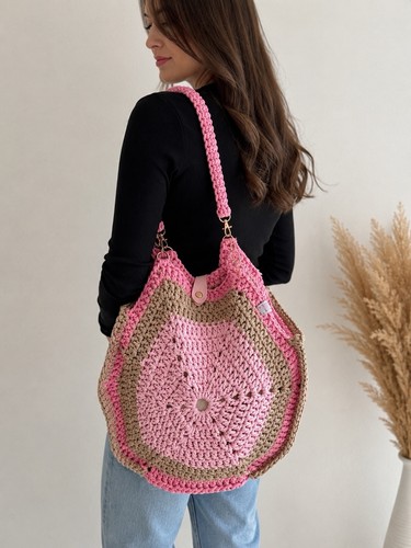 Handgehäkelte hexagon tasche - handgehäkelte, hexagon-tasche