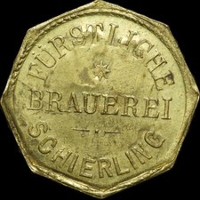 BIERMARKE: Messing-Marke "HAUSTRUNK". FÜRSTLICHE BRAUEREI SCHIERLING / BAYERN.
