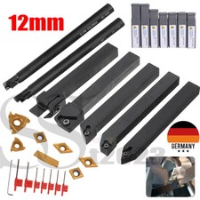 7X Drehmeißel Set 12mm Drehstahl Klemmhalter Bohrstange+ 7 Wendeschneidplatten
