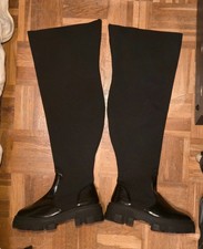 ASOS EU45 chunky Plateau Overknee Stiefel 4cm Plateau 6.5cm High Heels 71cm Höhe