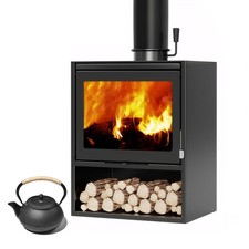 Kaminofen Gusseisen mit Wasserkessel 900ml, 92% Wirkungsgrad, Kochfeld