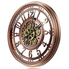 TOKTEKK Wanduhr Groß 53cm mit Beweglichem Zahnrad, Vintage Retro Industrie