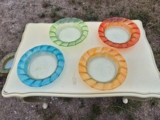 4 Teller Unterteller Platzteller Dekoteller Tischdeko Recycling Glas Farbig gebr