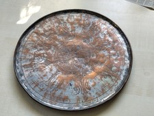 Kupfertablett alt orientalisch, handgraviert, ø 26 cm, verzinnt