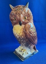 Eule auf Buch 19cm Vintage Uhu