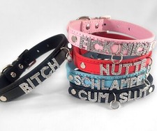 SCHLAMPE Leder Choker Halsband