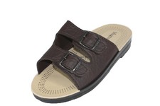 Herren Pantoletten Sandalen Hausschuhe Sandaletten Schuhe Schnalle braun 40-46