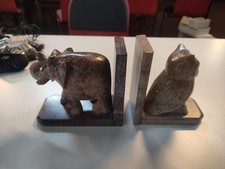 Figürliche Buchstützen 2 Stück Elefant /Eule