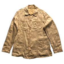 Gimo's Jacke Herren Large Beige Flachs Leinen Sommer Overshirt Chore Utility Field