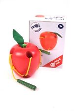 2x Legler Small Foot Fädelapfel Fädelspiel Äpfel Apfel + Wurm Holzspielzeug OVP