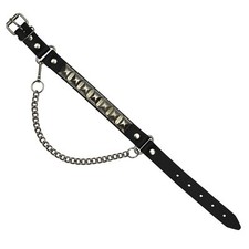 Stiefelkette aus Leder Pyramidennieten schwarz