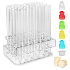 24-Loch Acryl-Halter mit Kunststoff Reagenzgläsern / Reagenzglashalter 