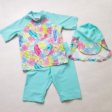 UV Anzug: Hose + Hut + Shirt Badeanzug Gr. 86-92 Badeshirt Türkis Blau Mädchen