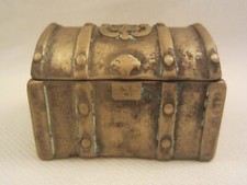 VINTAGE MESSING MINI SCHMUCK SCHATZ-KISTE PIRATEN KISTE TRUHE GOLD ALT ANTIK BOX