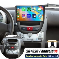 2+32G Android 14 Autoradio Apple Carplay RDS DSP Kam für Peugeot 107 Toyota Aygo