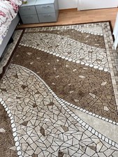 Eleganter Teppich mit Quadraten modern orientalisch gemustert braun 