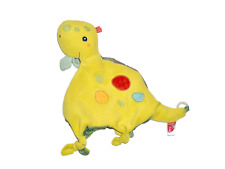 WIE NEU ? BABY FEHN DRACHE DINO DINOSAURIER grün gelb rot Schmusetuch Handpuppe